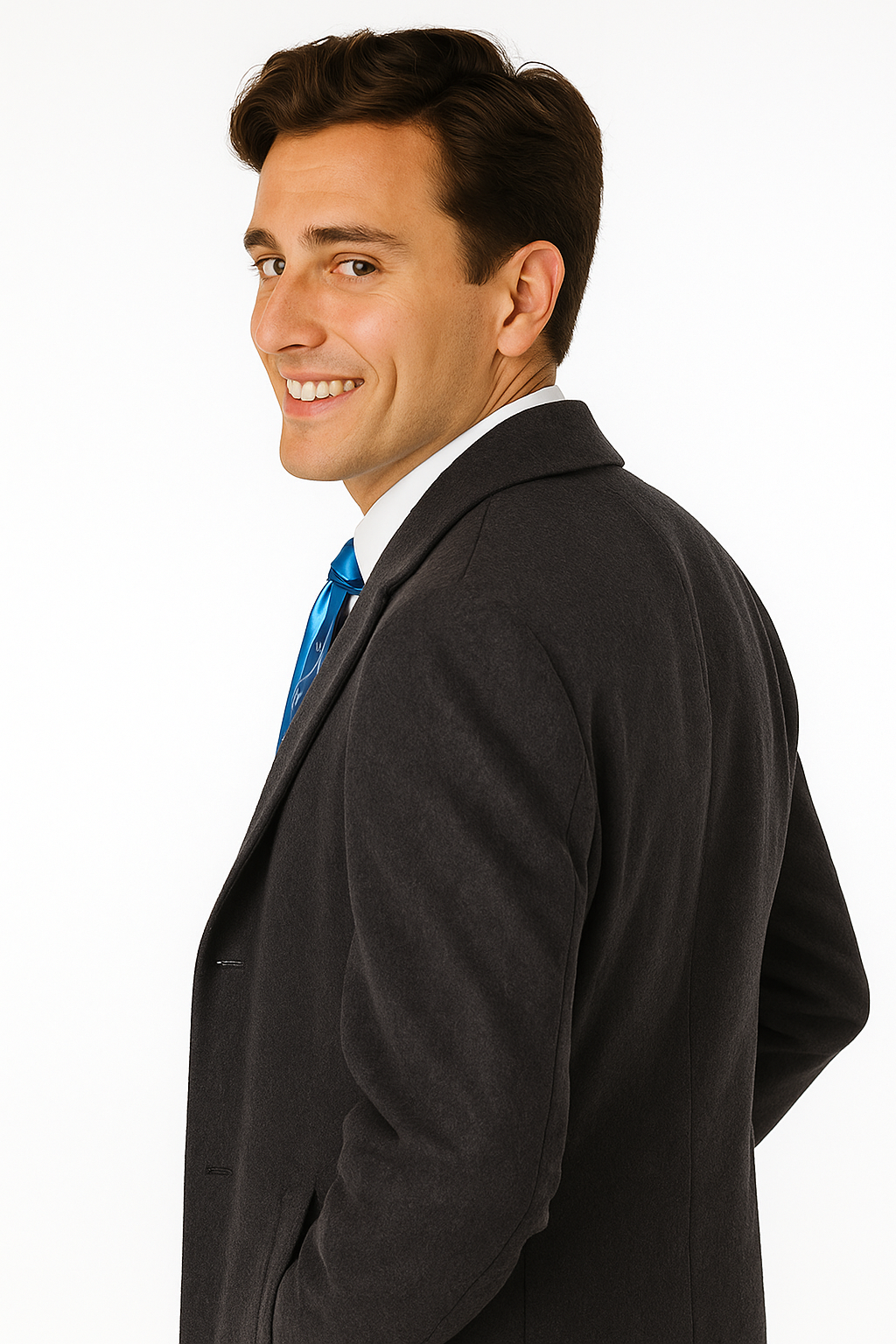 Charcoal Grey Wool & Cashmere Overcoat - Full Length