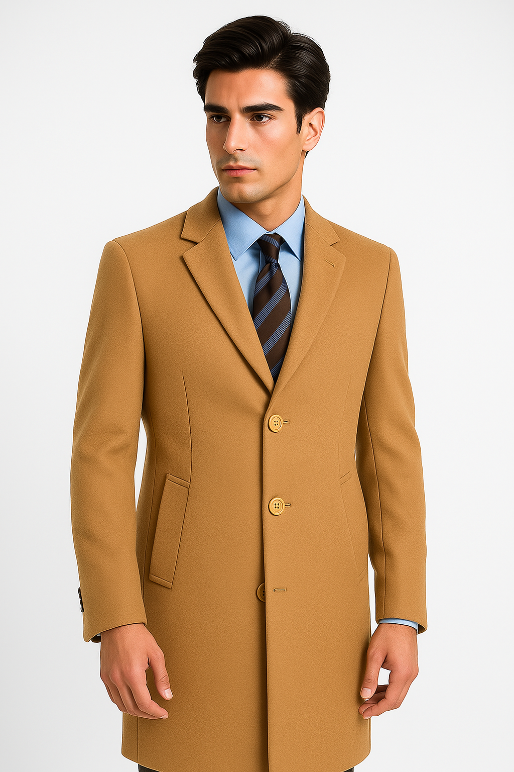 Men's Camel Wool & Cashmere Full Length Topcoat