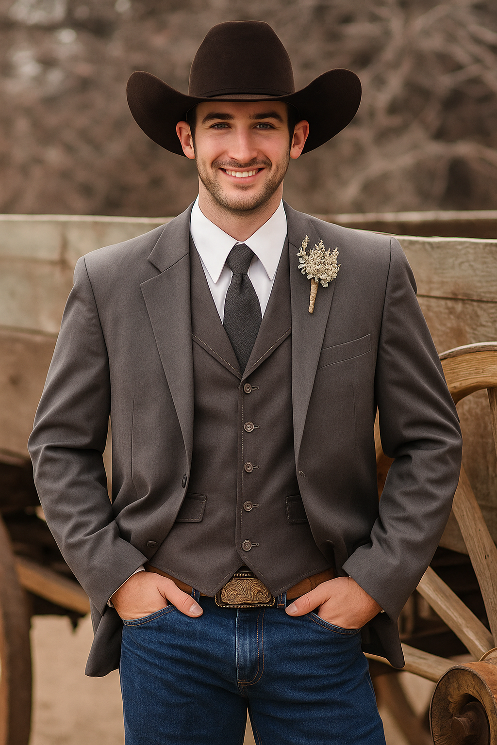 Rustic Western Cowboy Suit Jacket for Weddings