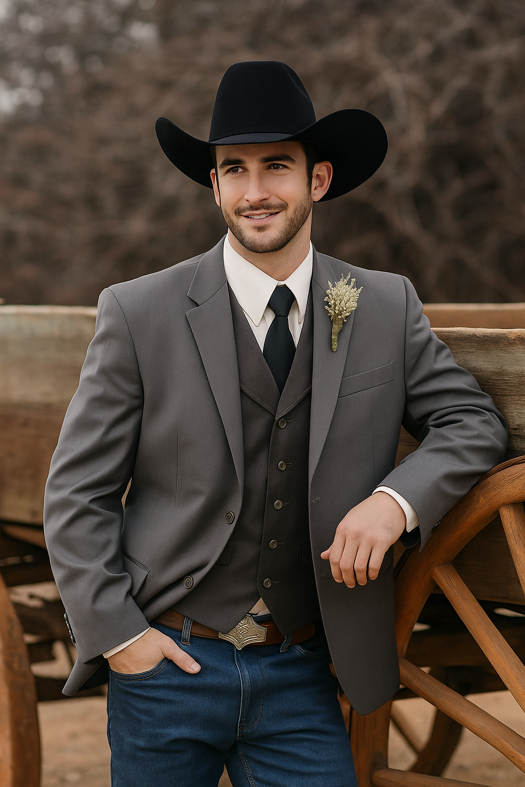Rustic Western Cowboy Suit Jacket for Weddings