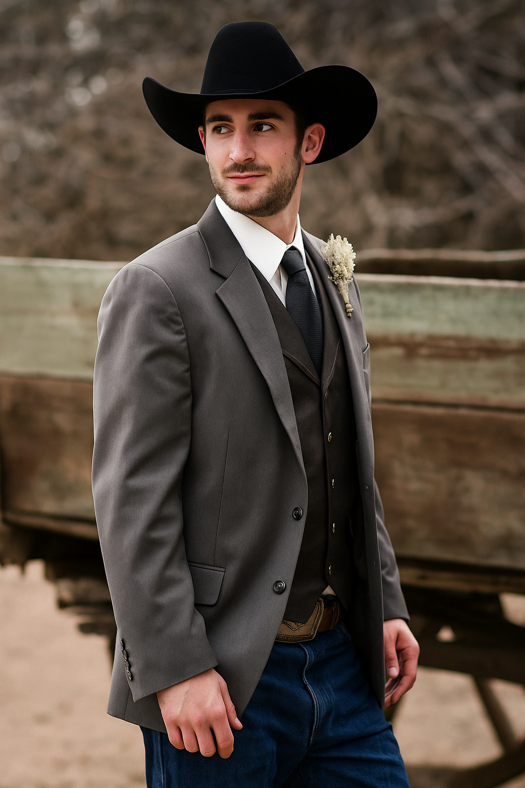 Rustic Western Cowboy Suit Jacket for Weddings