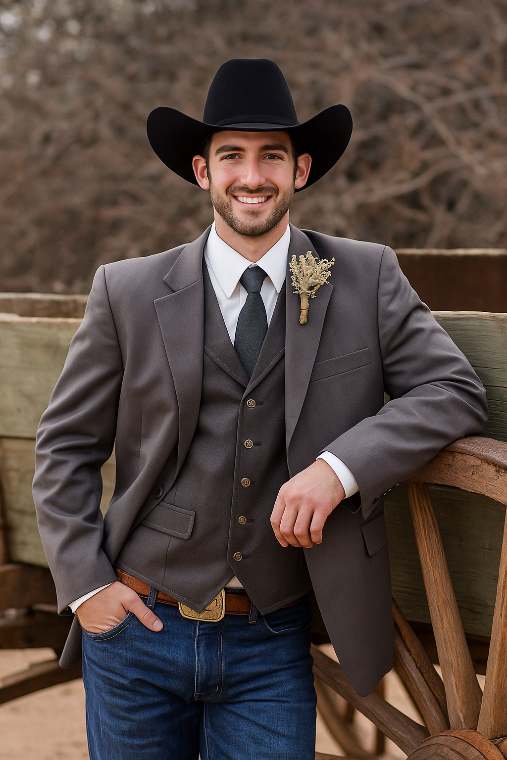 Rustic Western Cowboy Suit Jacket for Weddings