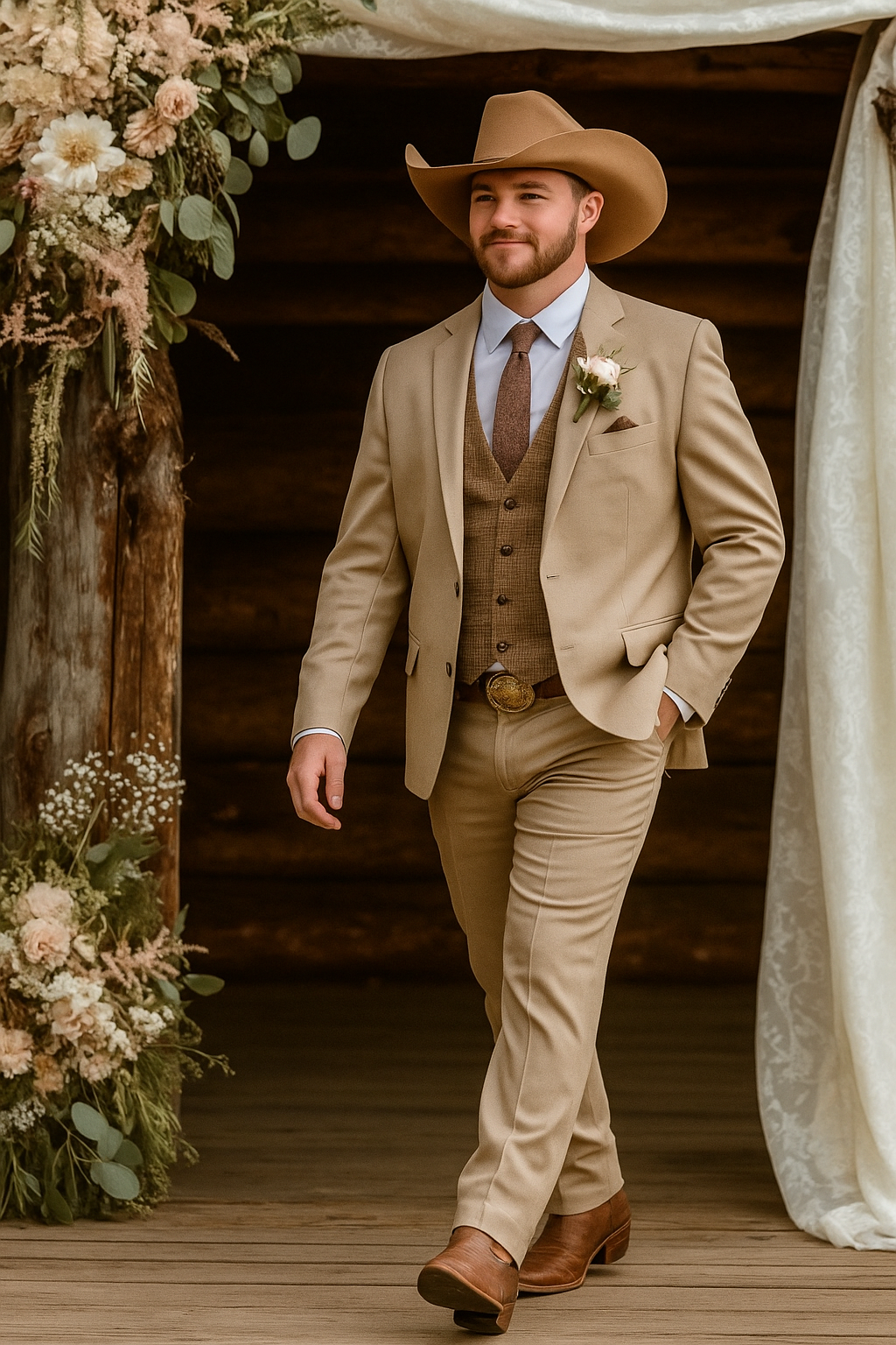 Stylish Cowboy Wedding Suit for Men – Rustic Western Elegance