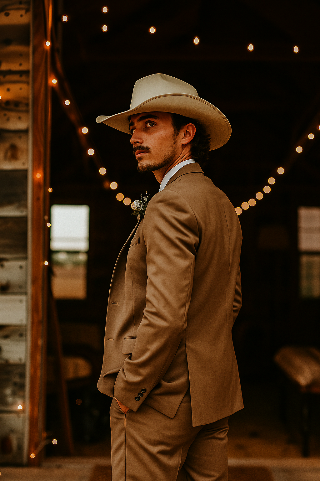 Modern Cowboy Style Suit for Men – Rustic Brown Western Elegance