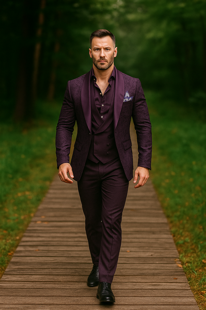 Mens Paisley Blazer - Floral Sport Coat - Purple Sport Jacket
