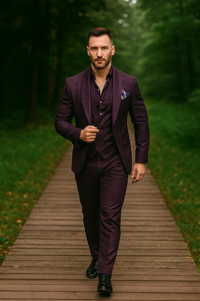 Mens Paisley Blazer - Floral Sport Coat - Purple Sport Jacket