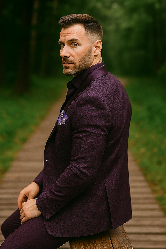 Mens Paisley Blazer - Floral Sport Coat - Purple Sport Jacket