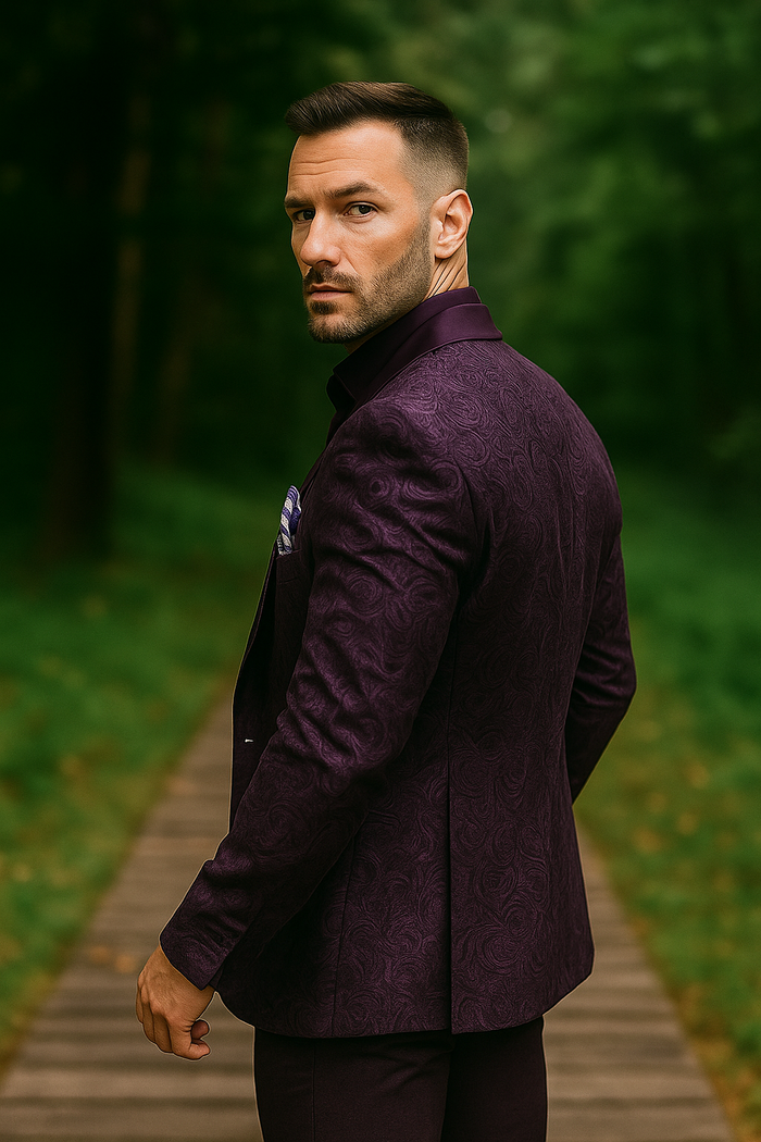 Mens Paisley Blazer - Floral Sport Coat - Purple Sport Jacket