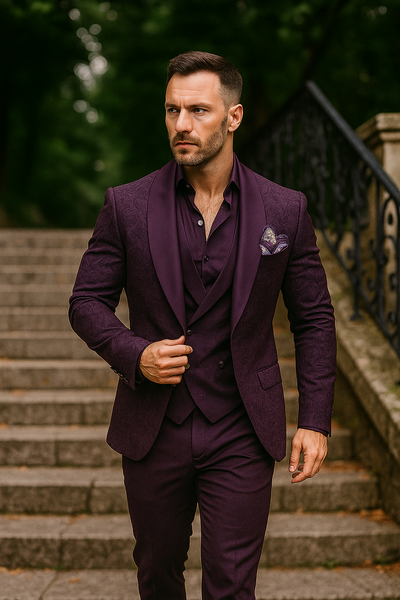 Mens Paisley Blazer - Floral Sport Coat - Purple Sport Jacket