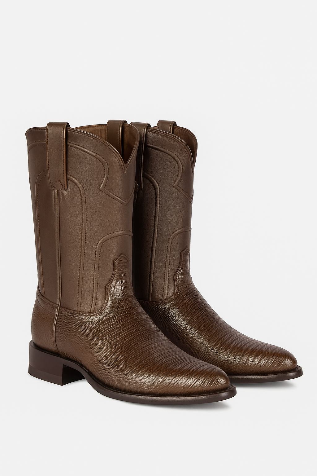 Los Altos Boots Men's Lizard Teju Roper Western Boots Brown