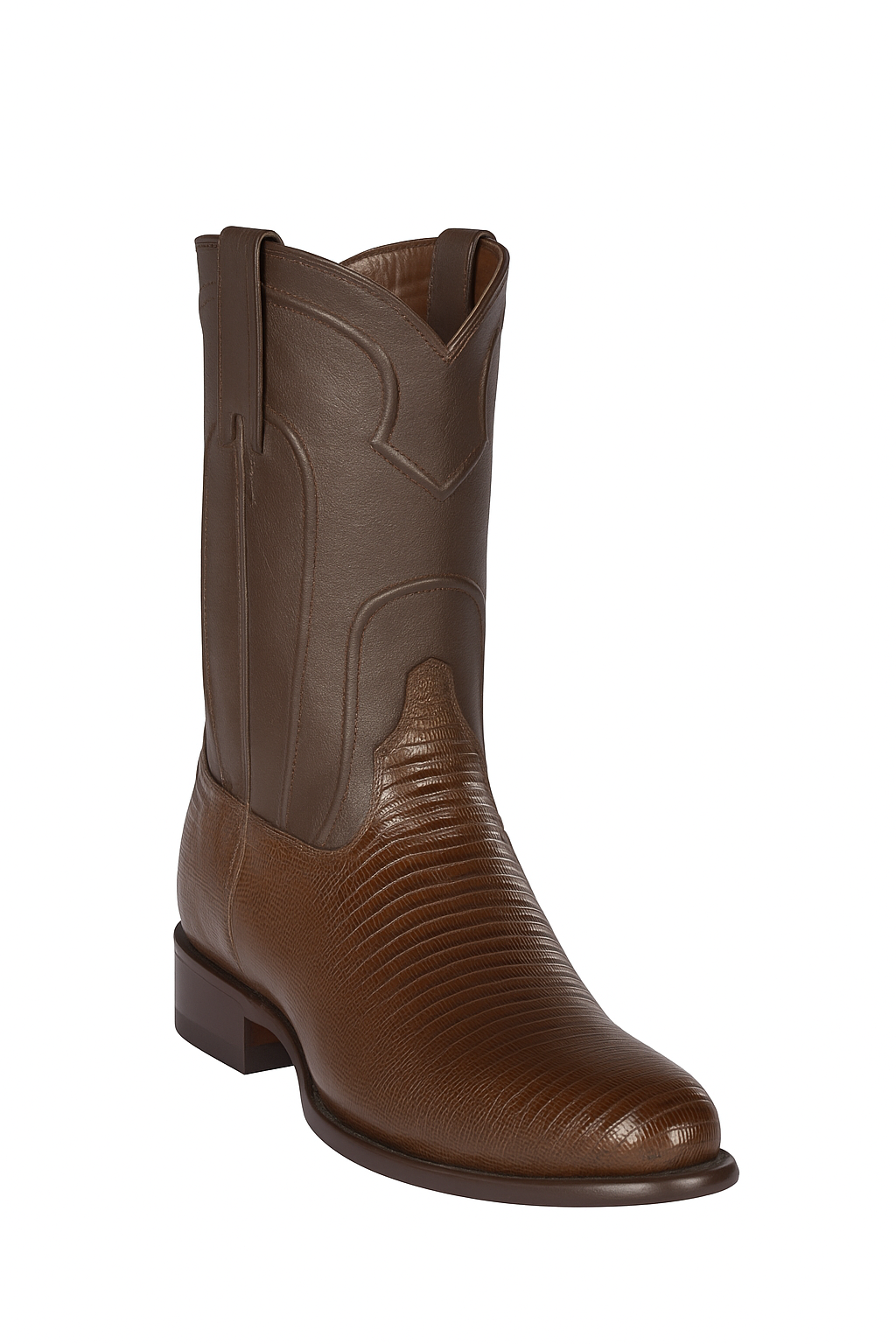 Los Altos Boots Men's Lizard Teju Roper Western Boots Brown