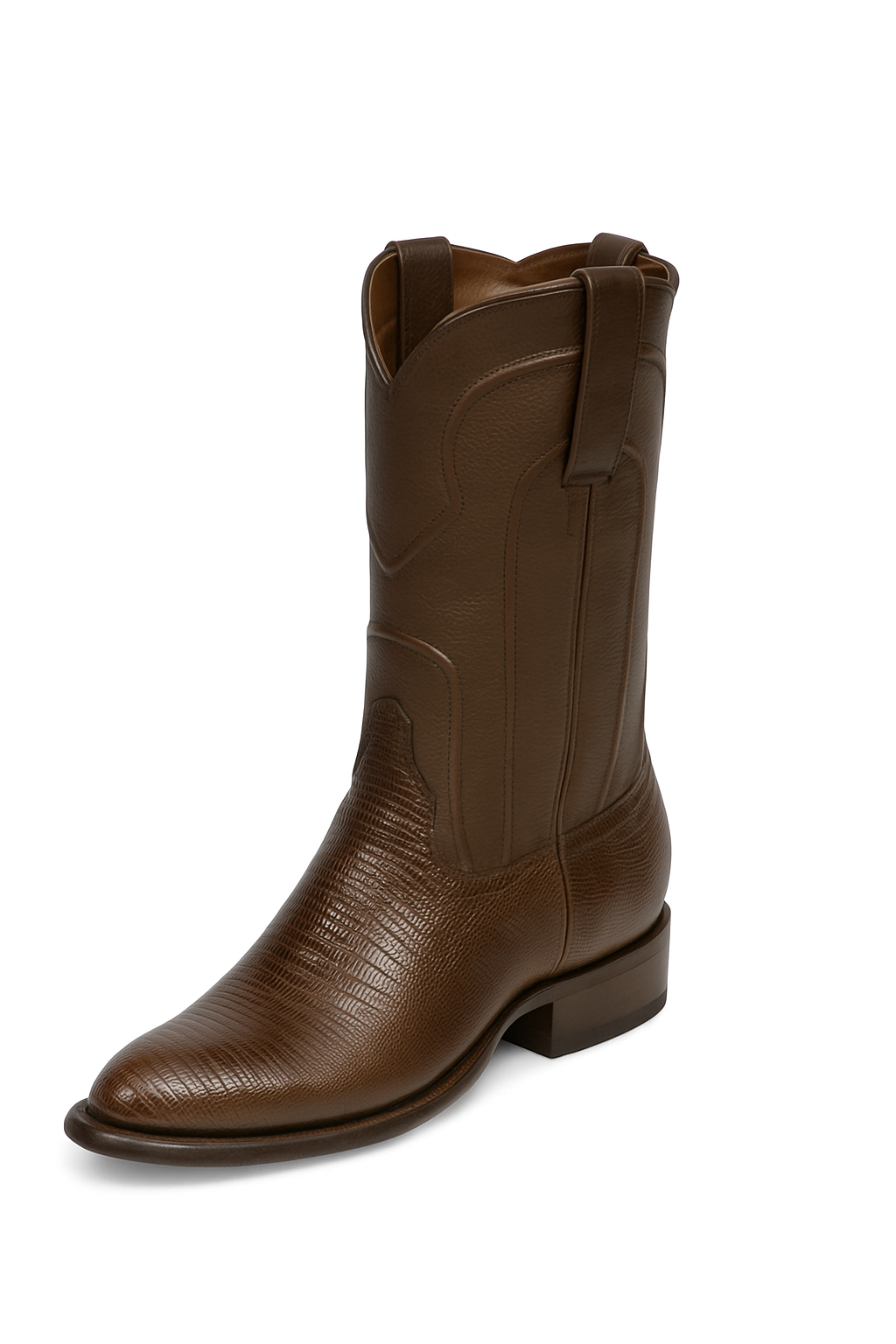 Los Altos Boots Men's Lizard Teju Roper Western Boots Brown