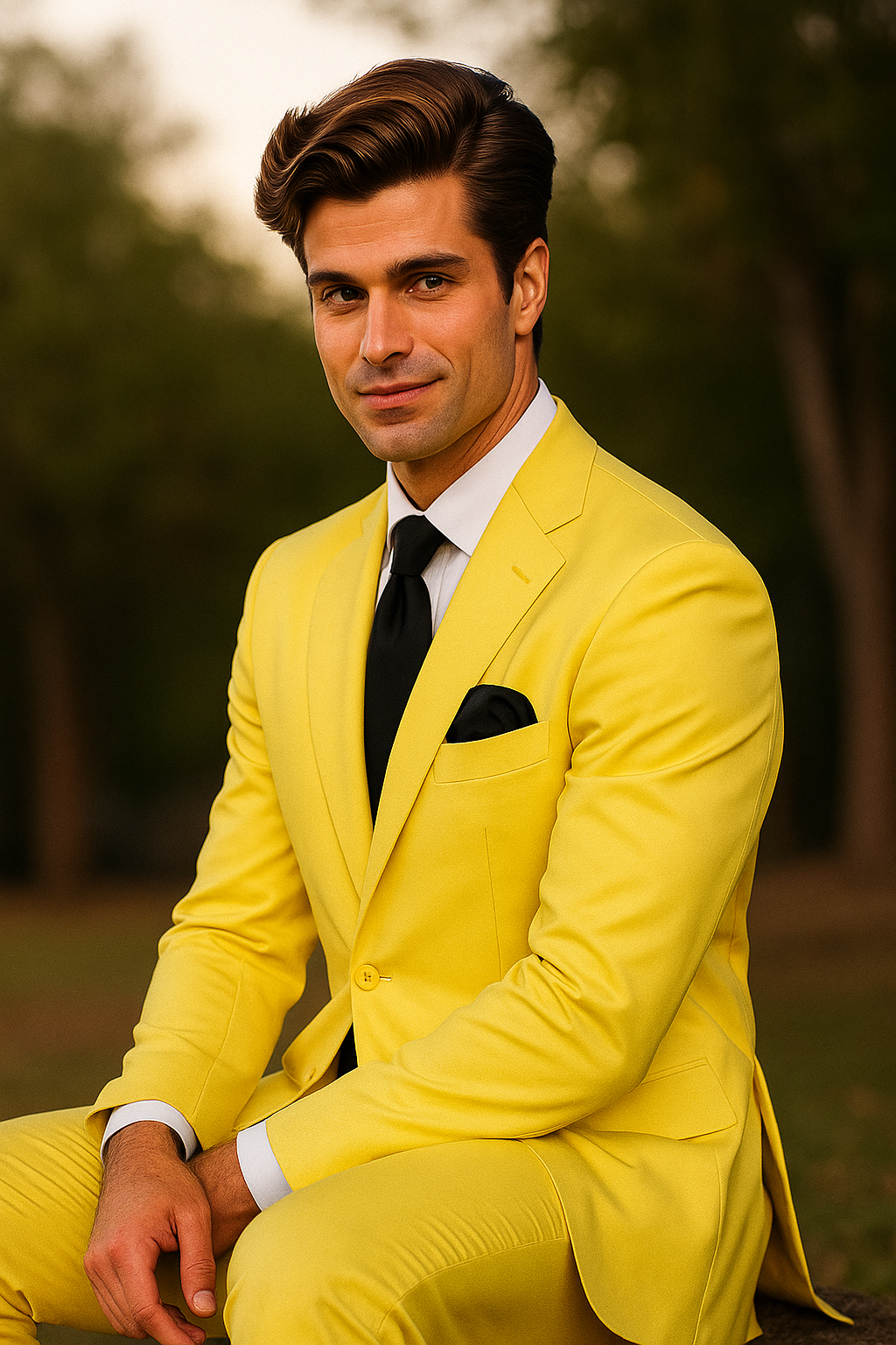 Mix and Match Suits Men's Two Button Yellow Suit Separate Any Size Jacket & Pants