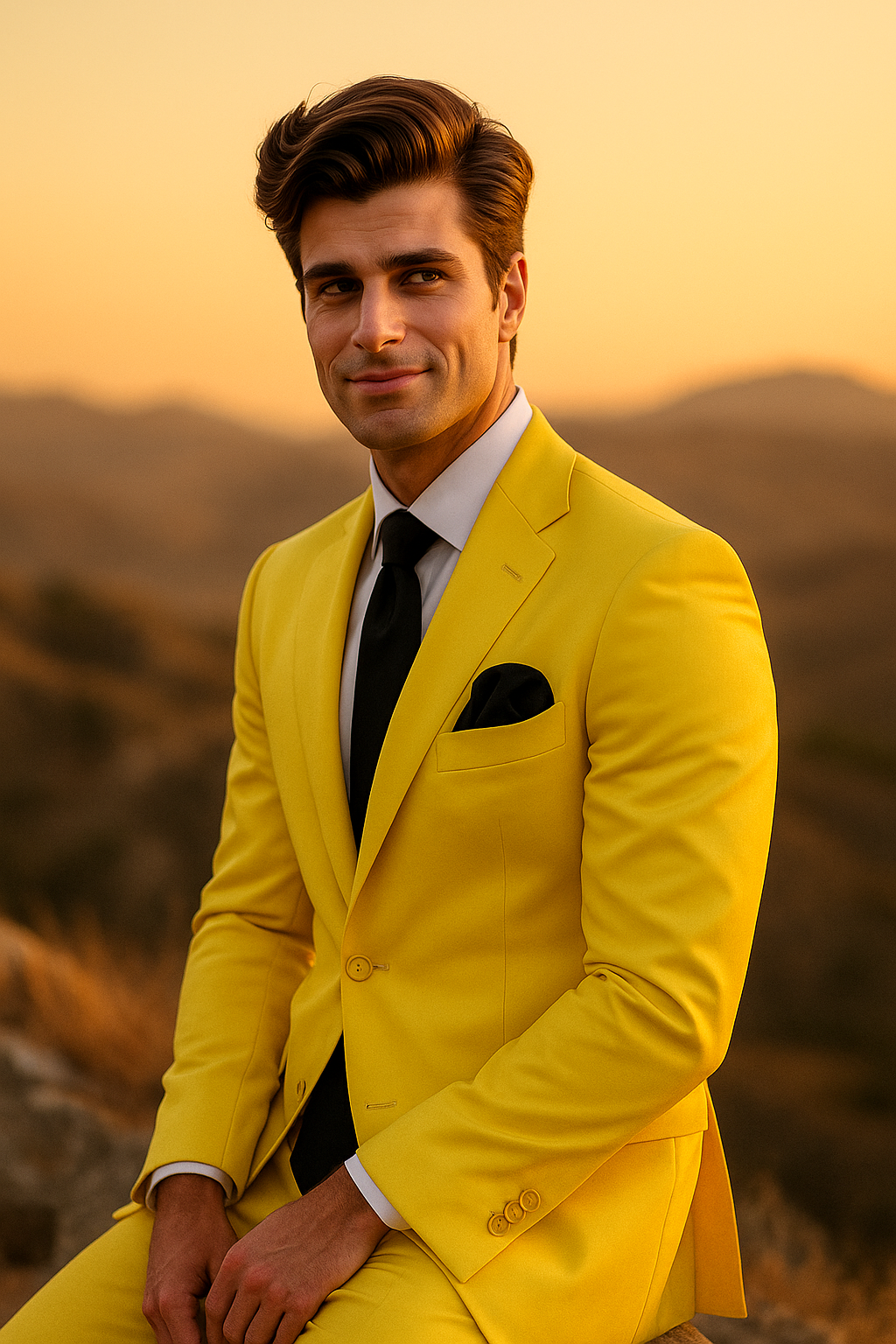 Mix and Match Suits Men's Two Button Yellow Suit Separate Any Size Jacket & Pants