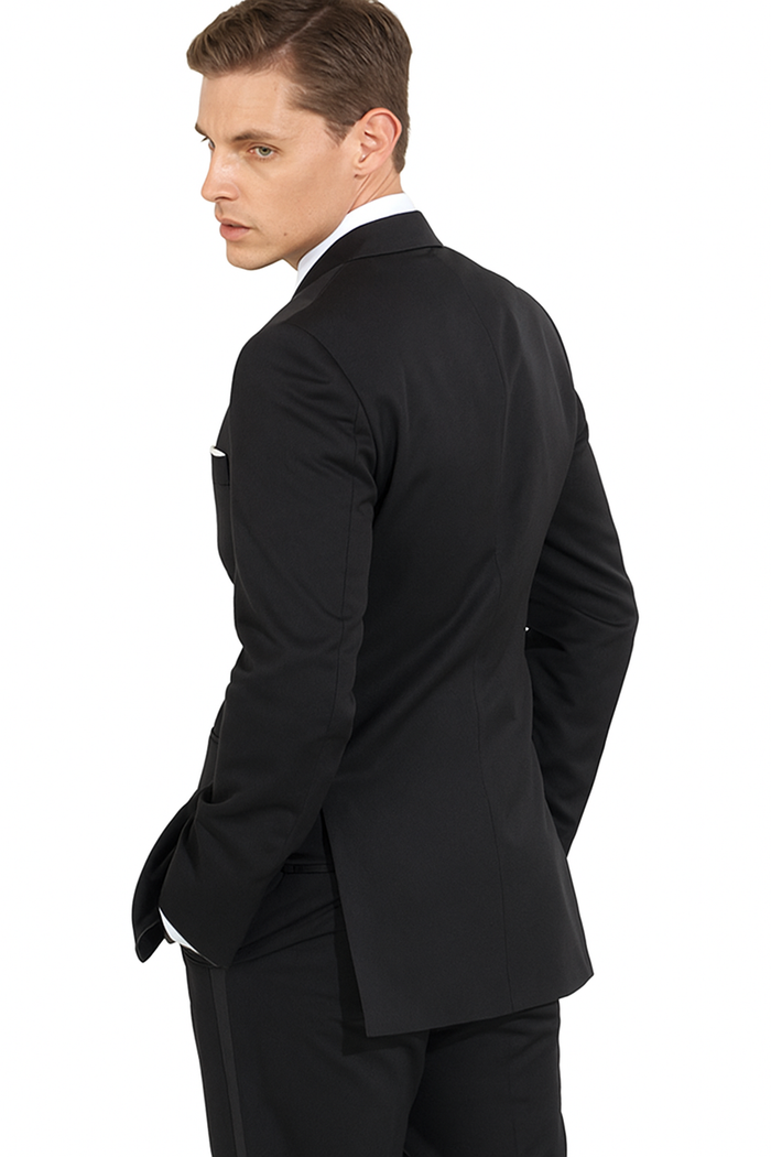 Tiglio Black Wool 2-Button Tuxedo Set