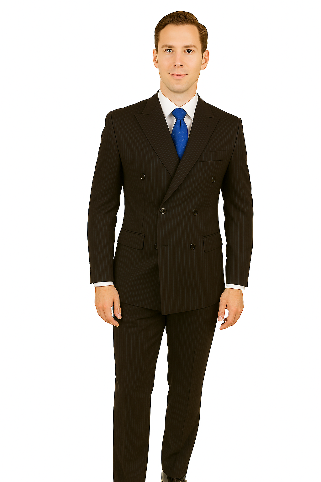 Giorgio Fiorelli Black Stripe Double-Breast Suit