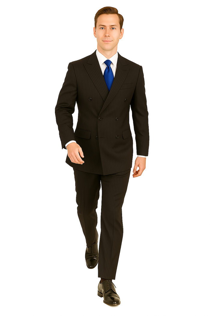 Giorgio Fiorelli Black Stripe Double-Breast Suit