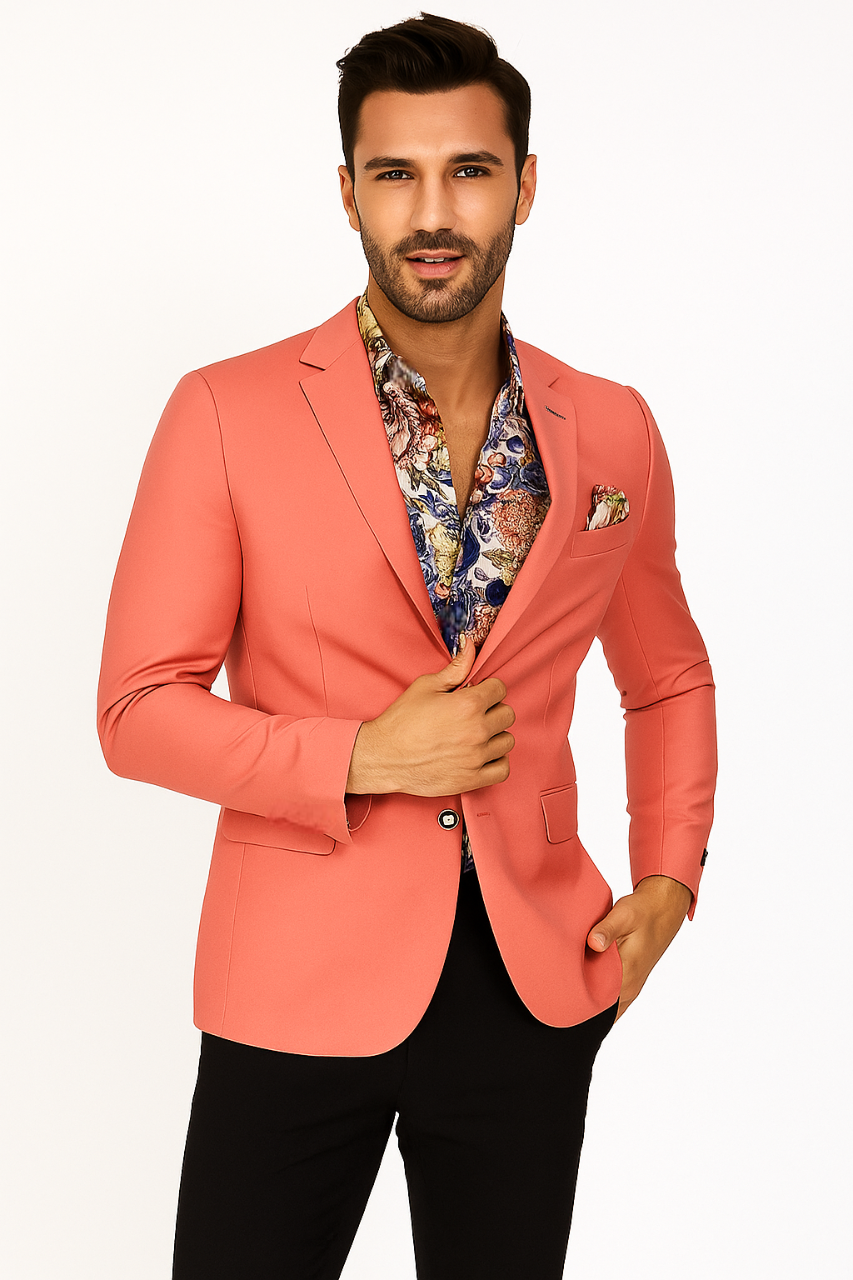 Coral Slim Fit Sport Coat