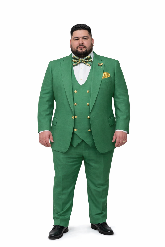 Rossiman Green Slim Fit Suit with Vest