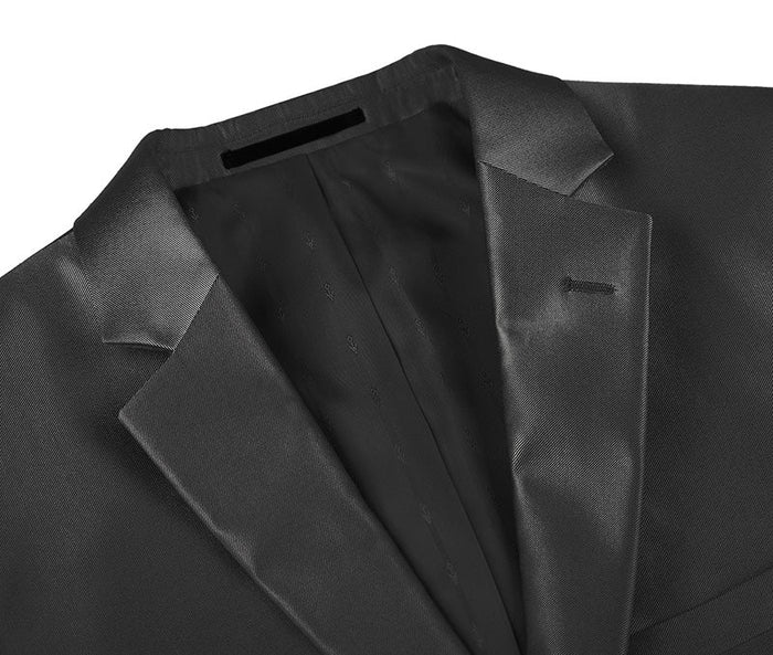 Italian Sharkskin Two Piece Suit - Regular Fit, Black