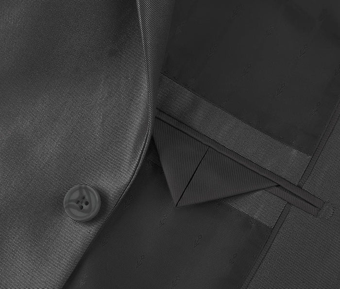 Italian Sharkskin Two Piece Suit - Regular Fit, Black