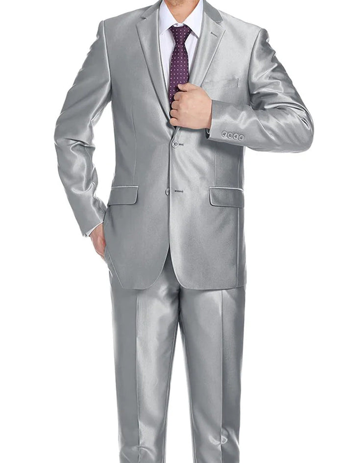 Gray Sharkskin Italian Slim Suit by Renoir