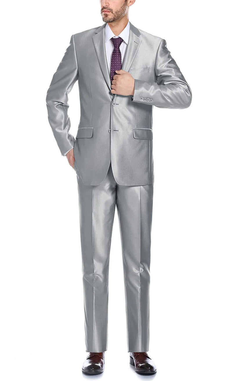 Gray Sharkskin Italian Slim Suit by Renoir
