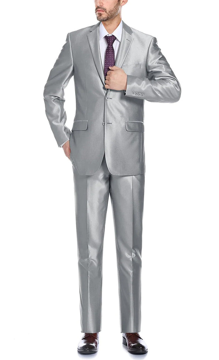 Gray Sharkskin Italian Slim Suit by Renoir
