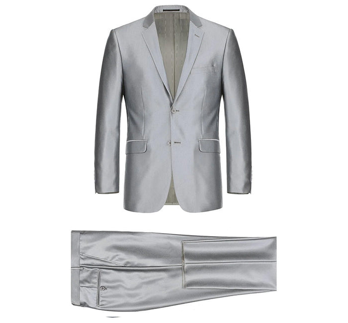 Gray Sharkskin Italian Slim Suit by Renoir
