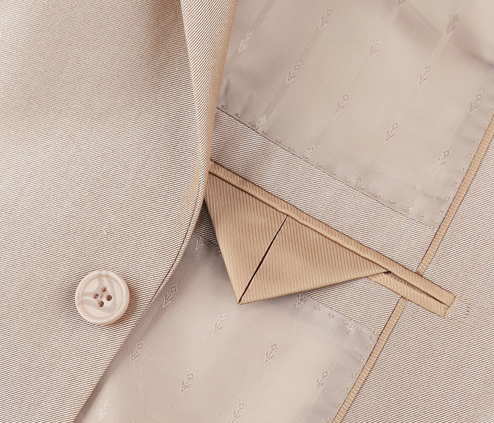 Beige Slim Fit Sharkskin 2 Piece Suit