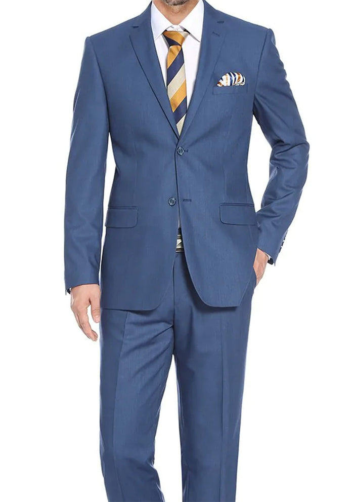 Regular Fit 2 Button Blue Suit