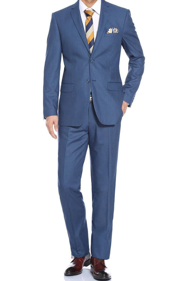 Blue Slim Fit 2 Piece Suit Notch Lapel