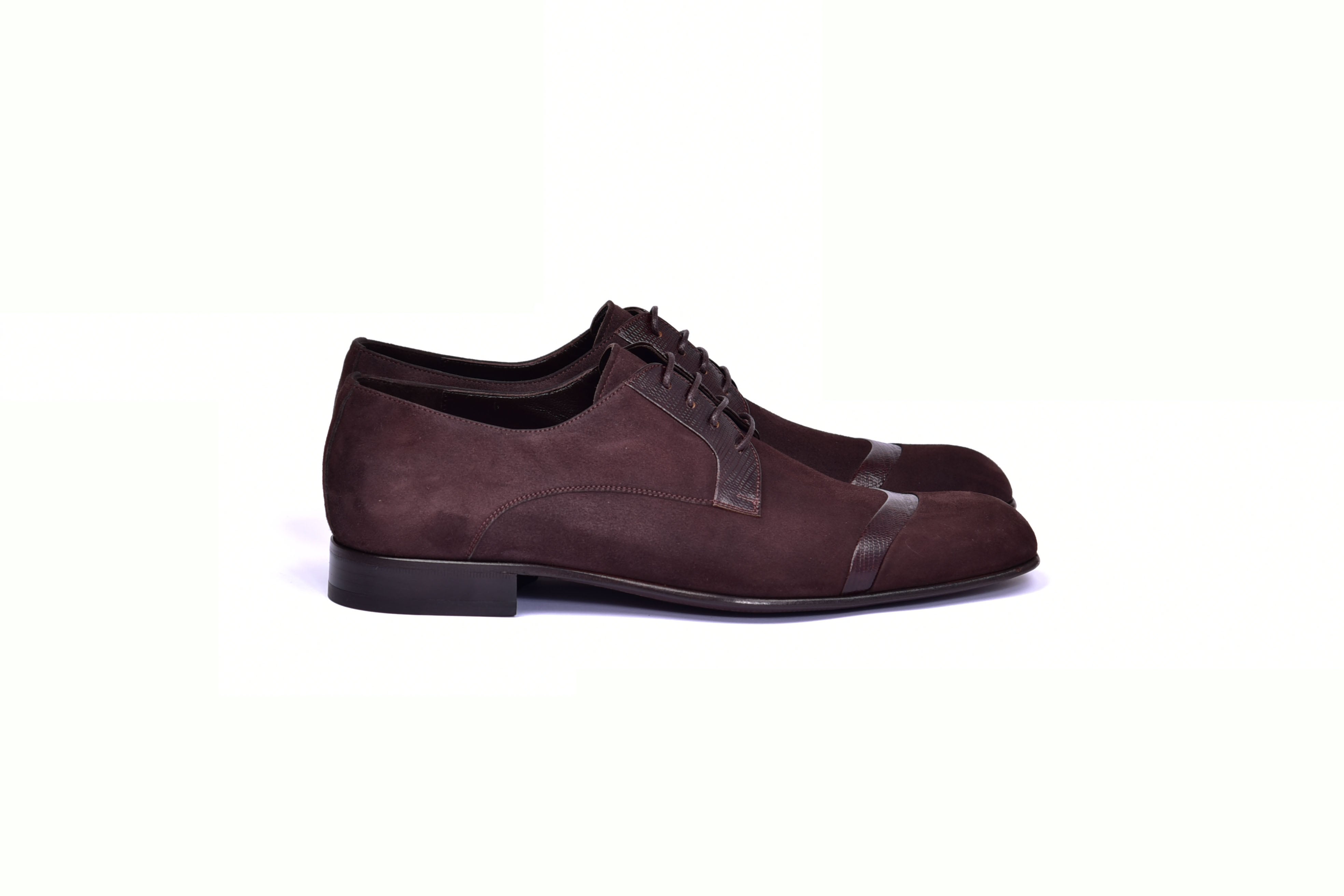 C0014032-2432 Cap toe Suede and lizard- Brown