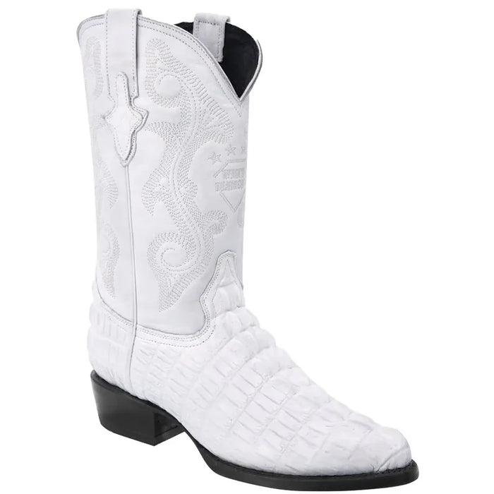 Mens White Diamond Boot White Crocodile Print Boots J-Toe