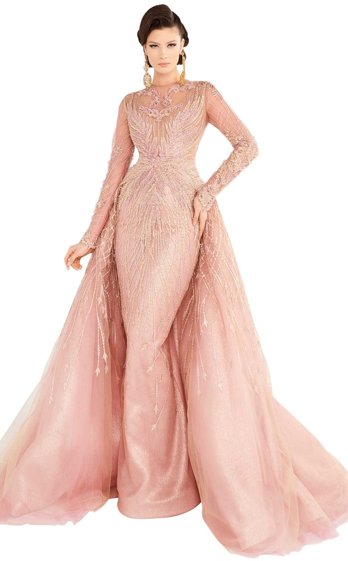 Fouad Sarkis 2559 Light Blue Embellished Mermaid Gown