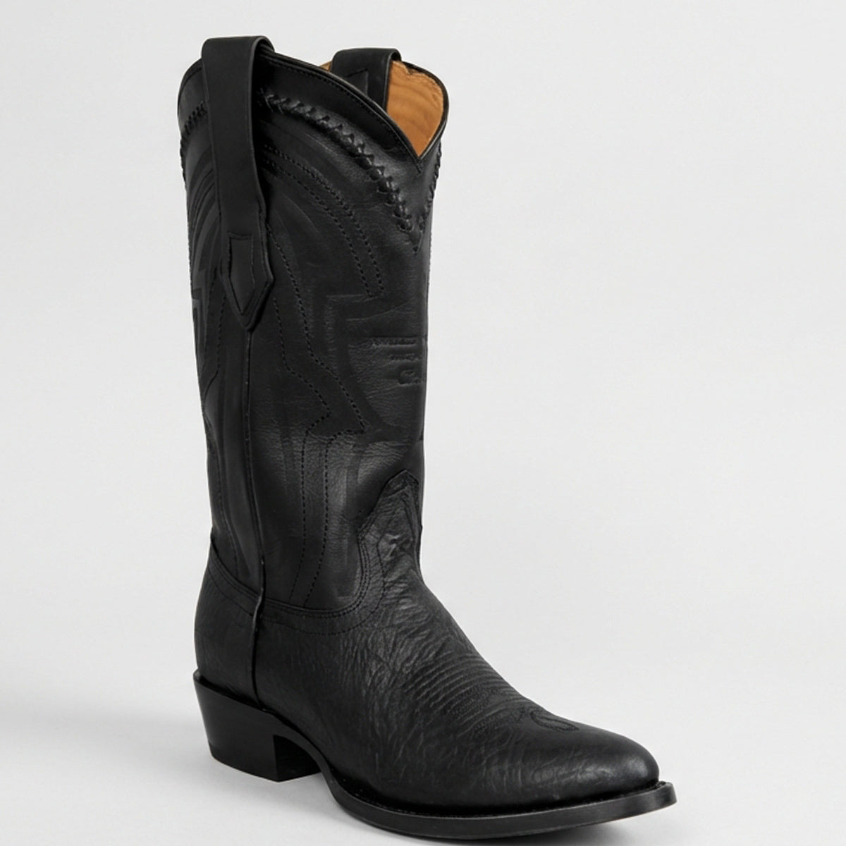 Wild West Men's Bull Shoulder Western Boots R Toe - Black