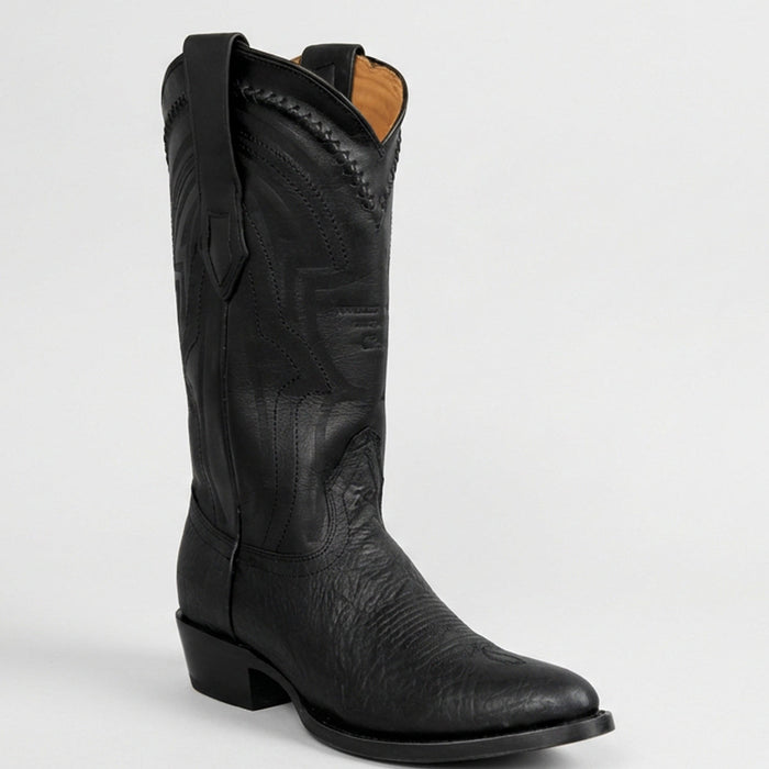 Wild West Men's Bull Shoulder Western Boots R Toe - Black