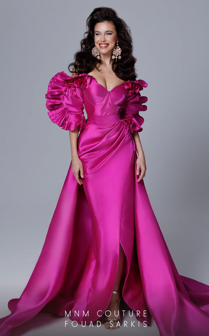 Fouad Sarkis 2731 Ruffled Sleeve Evening Gown