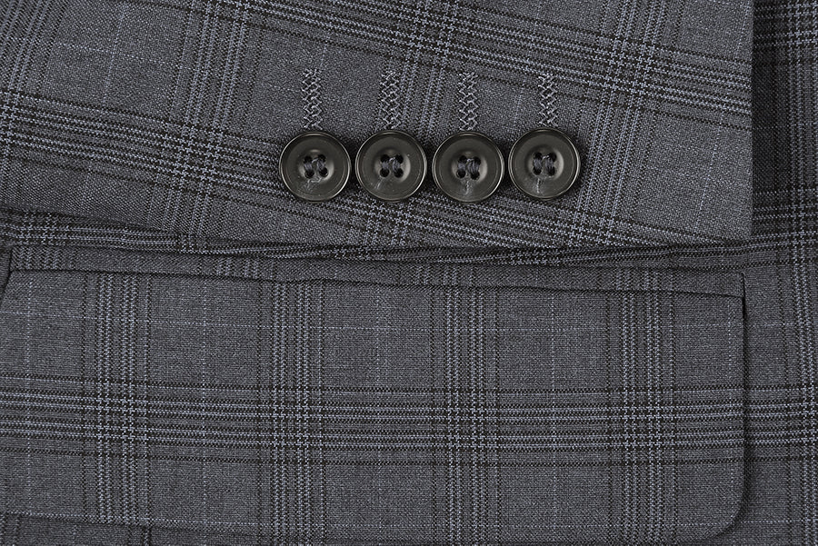 San Gemini 3 Piece Gray Glen Plaid Suit