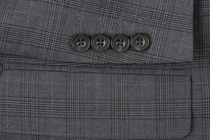 San Gemini 3 Piece Gray Glen Plaid Suit