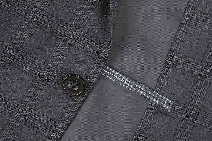 San Gemini 3 Piece Gray Glen Plaid Suit