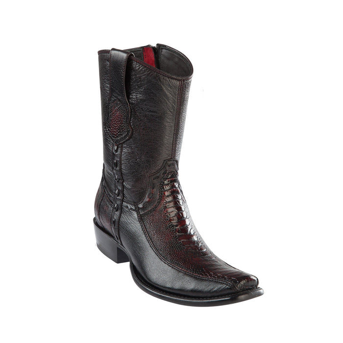 Black Cherry Ostrich Leg Mens Ankle Cowboy Boots