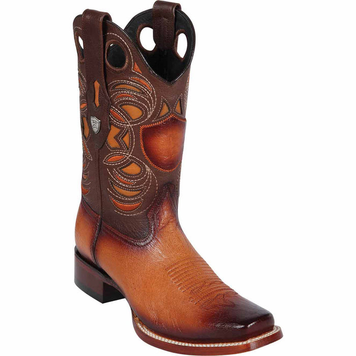 Honey ostrich square toe boots