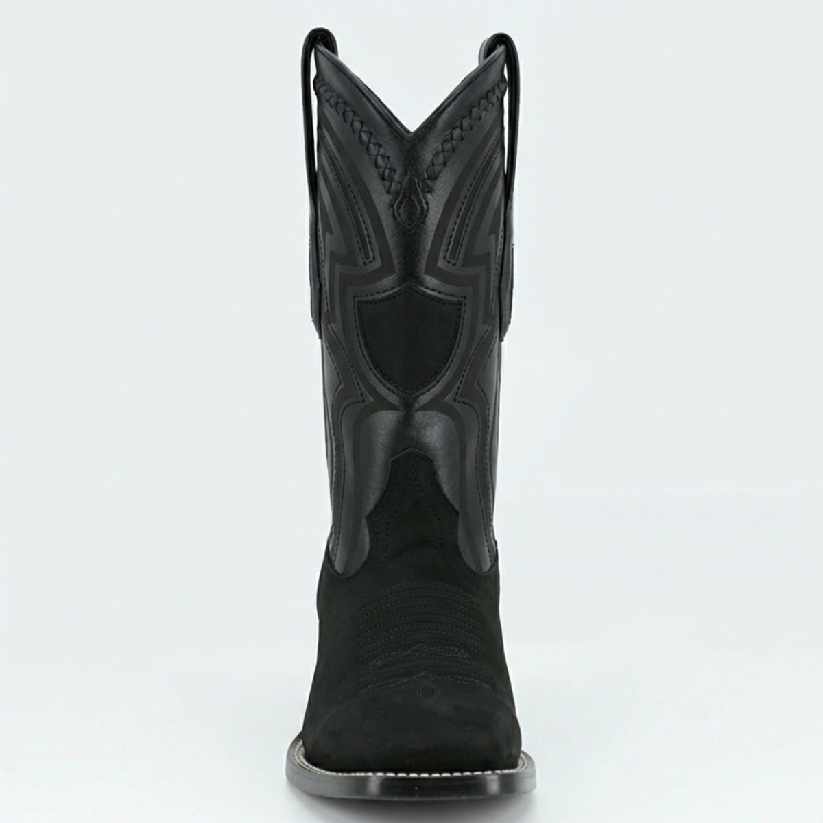 Wild West Men's Black Nubuck Wide Square Toe Western Cowboy Boot