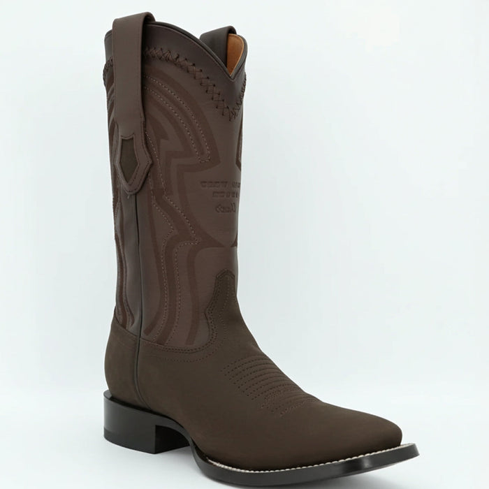 Wild West Men's Nubuck Tobacco Western Square Toe Boot