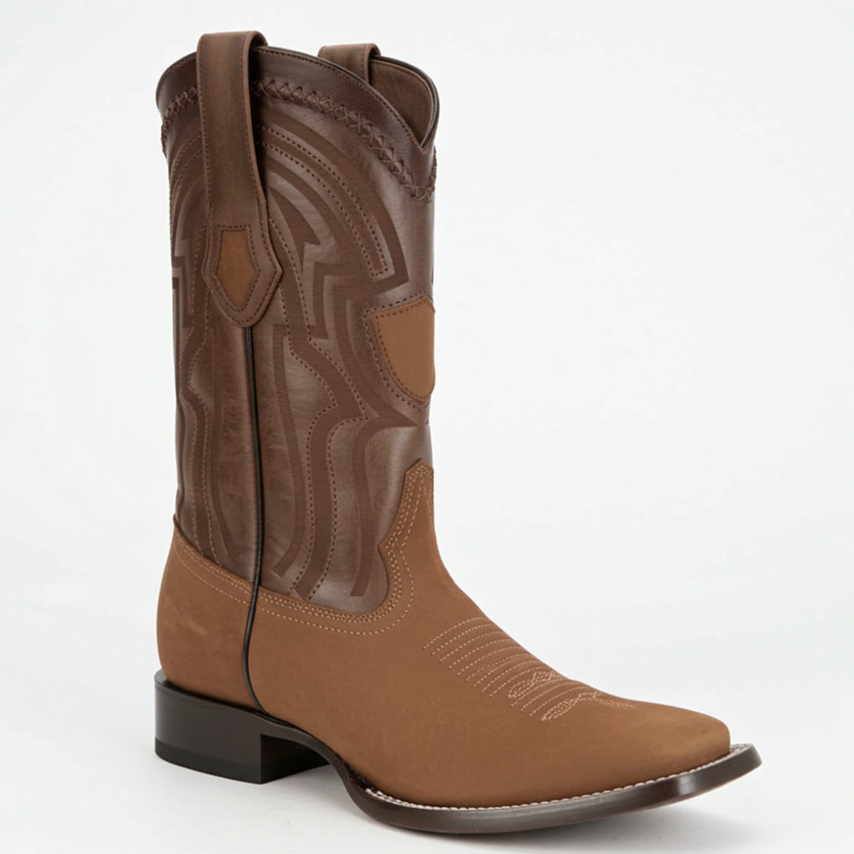 Wild West Nubuck Taupe Western Square Toe Boot