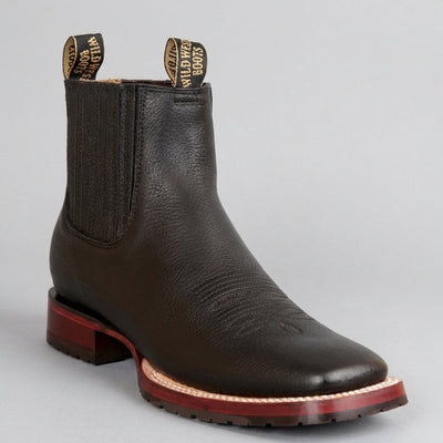 Wild West Men's Black Chelsea Western Boots Square Toe - Black