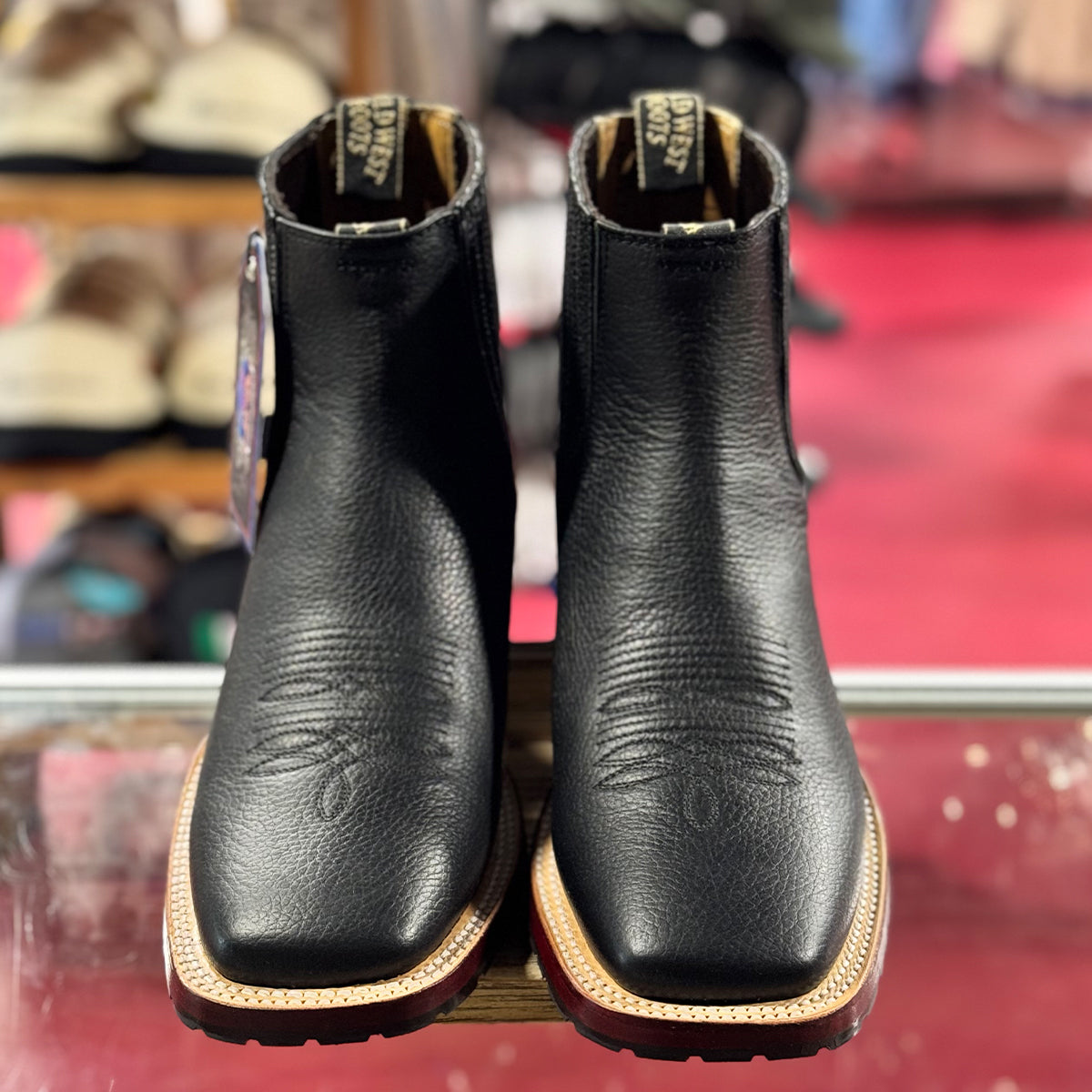 Wild West Men's Black Chelsea Western Boots Square Toe - Black