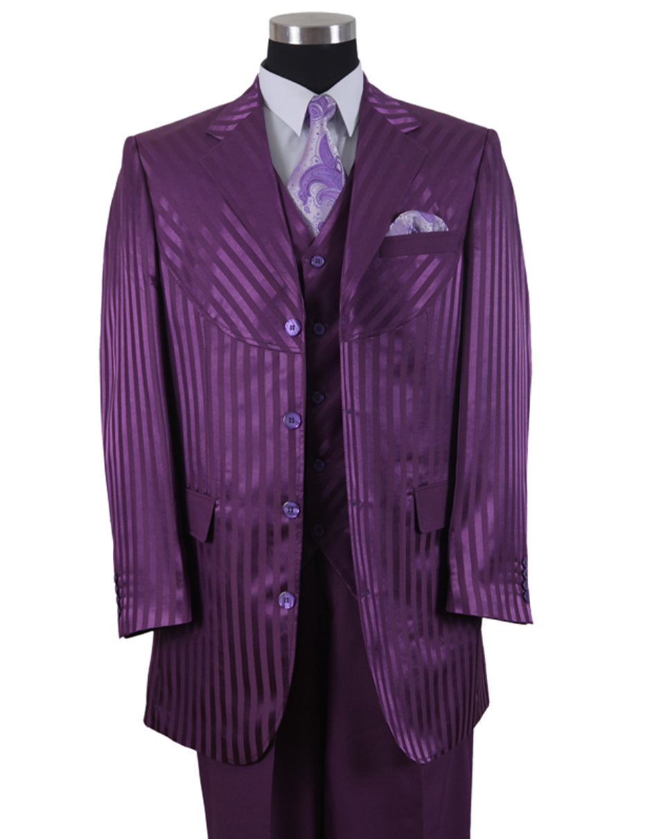 3 Button Ton on Ton Stripe Suit for Men