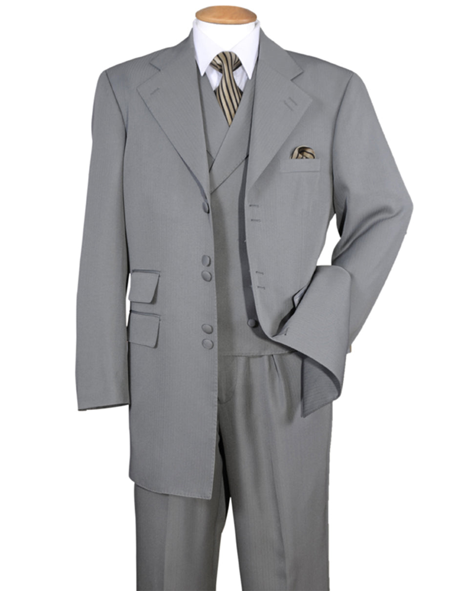 6 Button Double Breasted Grey Vest Suit